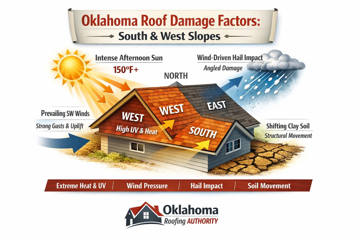 Why Do Oklahoma Roofs Fail on the South and West Slopes First?